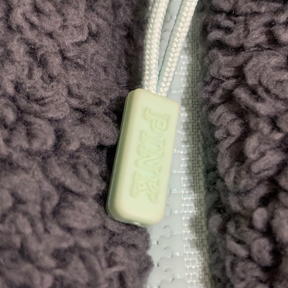PINK Victorias secret Sherpa teddy half zip Gray can - Picture 3 of 7